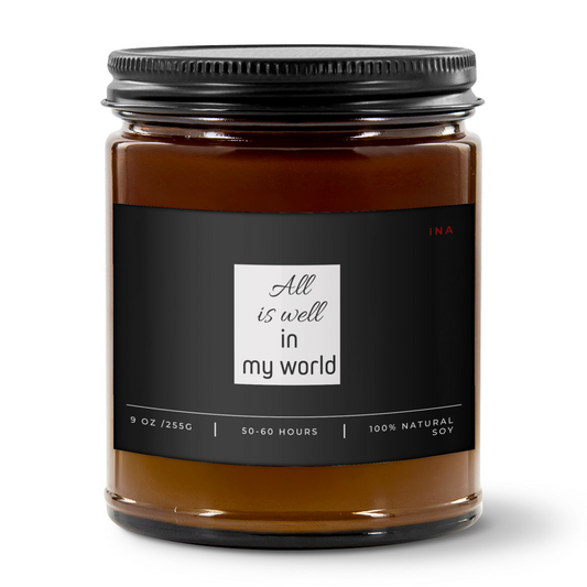 All Is Well In My World | Amber | Premium Hand-Poured Soy Wax | Wellness Candle for Self-Love