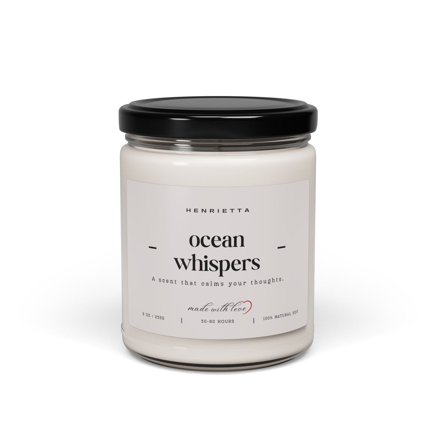 Ocean Whispers Scented 9oz. Soy Candle, Eco-Friendly Aromatherapy, Relaxing Home Decor, Perfect for Gifting, Spa & Self-Care